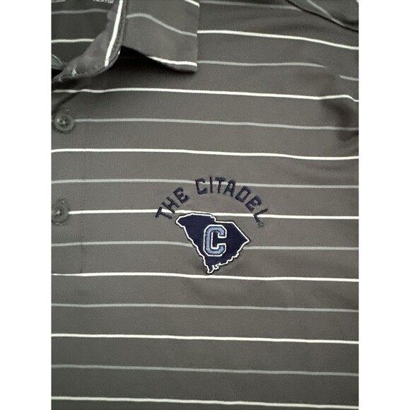 UNDER ARMOUR The Citadel men’sGrey Stripe Heatgear performance polo size Small - Picture 3 of 7